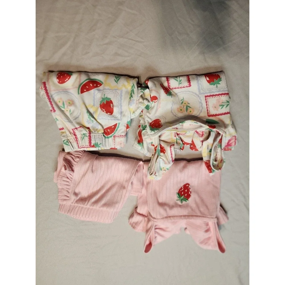 Little Lass Toddler Girls 2T Short Sets Bundle Pink Strawberry Fruit Print